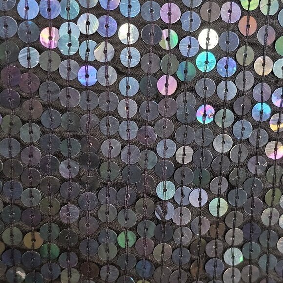 80s Womens Small Black Mermaid Sequins Tank Evening Blouse Silk Cocktail NWT - Picture 6 of 12